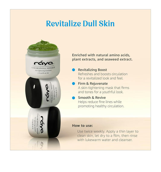 Raya Chlorophyll Masque (607) | Tightening Facial Treatment Mask for All Skin | Reduces Fine Lines and Wrinkles | Skin Tightening Mask for Face Skin Care | Face Masks Skincare