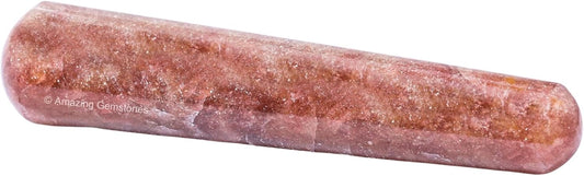 Amazing Gemstone Strawberry Quartz Crystal Wand Massage Stick - Pelvic Wand Gua Sha for Adults - Crystals and Healing Stones Massage Wands for Adults Gifts (Smooth)