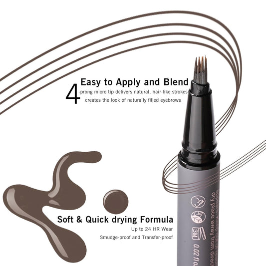 Black Brown Eyebrow Pencil with 4-Prong Micro-Fork Tip, Microblading Dark Brown Eyebrow Pen for Women, Create Natural, Defined Brows, 24H Long Wear YES.EYE DO (Shadow Granite-Black Brown)