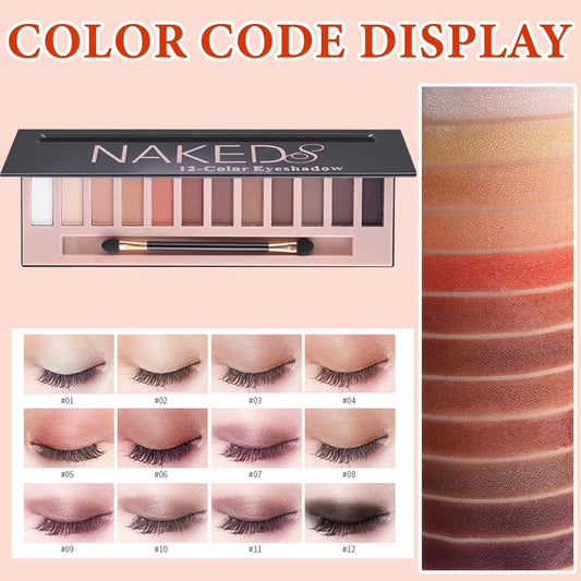 12 Color Naked Eyeshadow Palette,Matte Earth Color Eyeshadow,Natural Nude Eyeshadow Palette,Professional Waterproof and Smudge Proof Eye Shadow Palette Kit,Eye Makeup Set for Women(A)