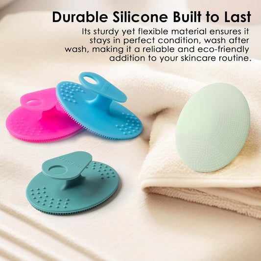 4 Pack INNERNEED Silicone Face Scrubber for Deep Cleansing and Exfoliation – Soft Facial Cleansing Brush, Gentle for All Skin Types, Blackhead Remover, Portable