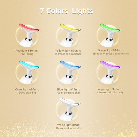 7 Color Face Massager Tool, Multifunctional Neck Facial Massager, Portable Face culpting Wand for Skin Care