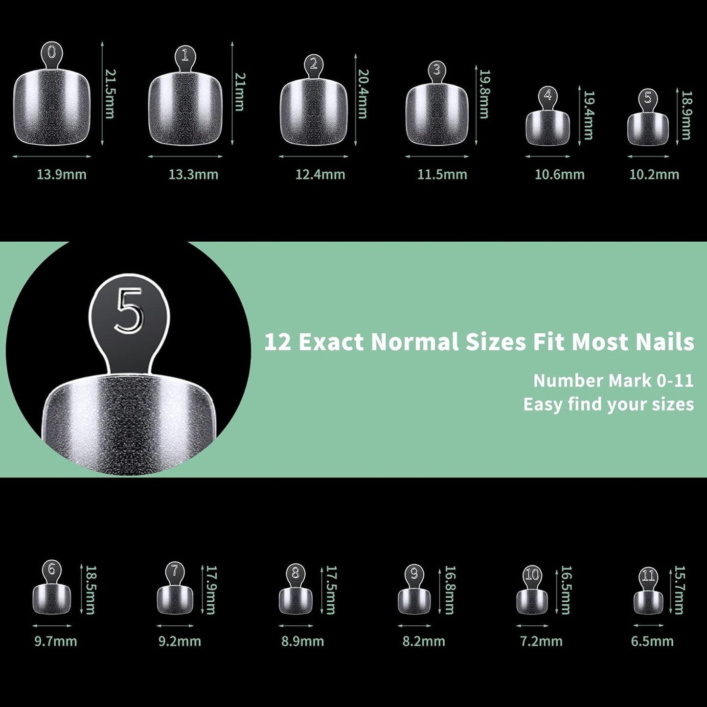 Toe Nail Tips, 216pcs Acrylic Fake Nails Gel Nail Tips Soft, Full Cover Pre-Shaped Matte Clear Press on Nails for Extension, Diy at Home Manicure 12 Sizes