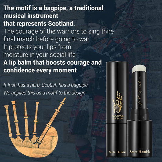 Scott Hamish Courage Lip Balm – Hydrating Lip Balm for Men - Shea Butter & Cica to Moisturize & Soothe Dry, Chapped Lips – Anti Aging Lip Moisturizer and Improve Softness of Lips, 0.12oz.