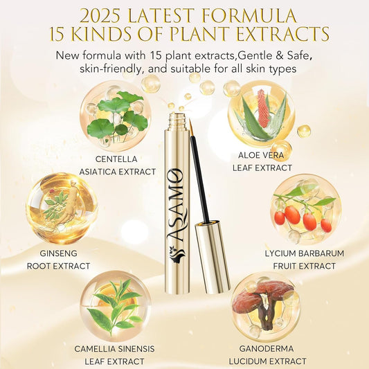 Eyelash Growth Serum – 15 Plant Extracts for Longer, Denser & Robust Lashes,Boosts Natural Lash Development,eyelash serum,Enhance Natural Beauty, Hypoallergenic Oil Free,lash growth serum(PURE GOLD)