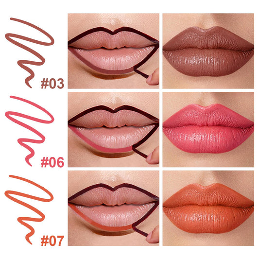 3 Colors Peel Off Lip Liner Stain with Tweezer, Long Lasting Waterproof Lip Tint Stains Makeup Set with Matte Finish for Women, Natural Look, Easy to Use, for All Skin Types (#3,6,7)