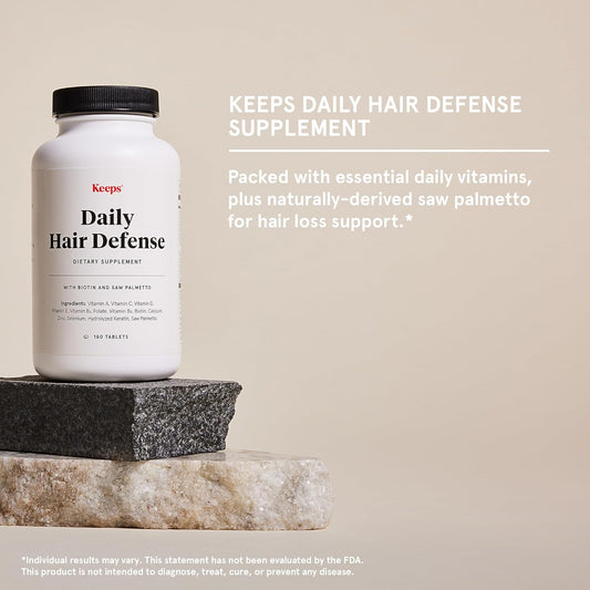 Keeps Daily Hair Supplement, 180 Tablets - Saw Palmetto Promotes Healthy Hair - Biotin, Vitamins A, B6, B12, C, D, Calcium, Selenium & Zinc - Men & Women - 3 Month Supply