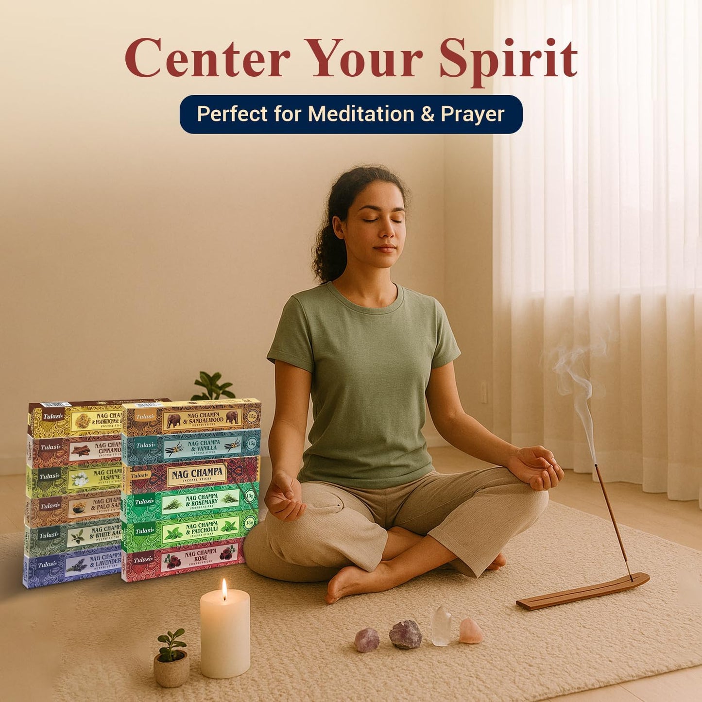 Nag Champa Incense Sticks with Natural Oils, Assorted Incense Set of 12 Scents - Lavender, Rose, Sandalwood, Vanilla, White Sage, Cinnamon, Rosemary etc, Positive Aroma for Meditation, Yoga & Prayer