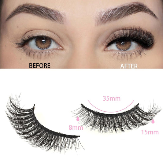 FARRED Natural Lashes Short Eyelashes Wispy False Mink Lash Pack 14 Pair Fluffy Cat Eye Strip Eyelash that Looks Like Extensions Small Fake Lashes for MUA and Beginners Daily Makeup (F14 | 8-15mm)