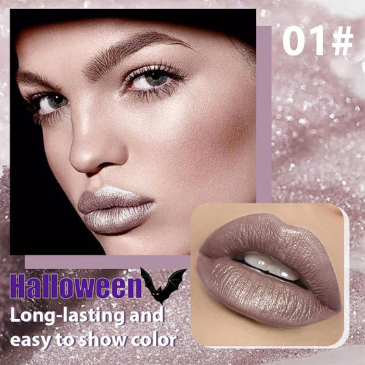 Taupe Metallic Lipstick for Women,Glitter Sparkling Liquid Lipstick,Long Lasting Waterproof Lightweight Comfortable Non-Drying Bold Dark Lip Gloss for Gothic Stage Makeup,Cruelty Free