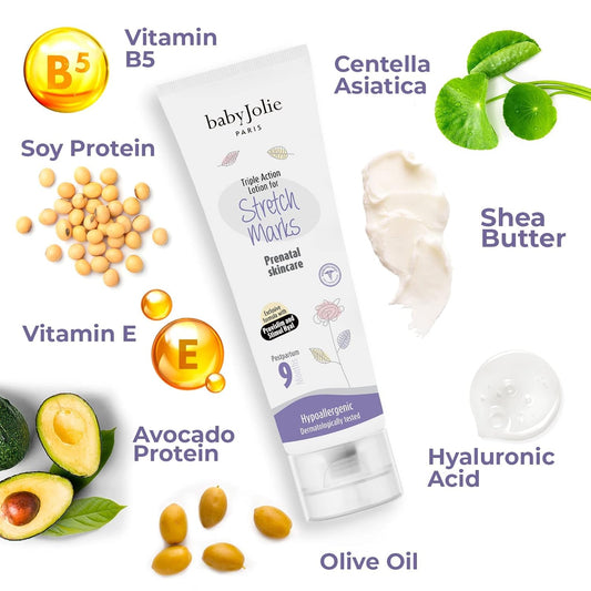 Baby Jolie Stretch Mark Cream for Pregnancy | Triple Action Lotion for Stretch Mark Prevention (Triple Action)