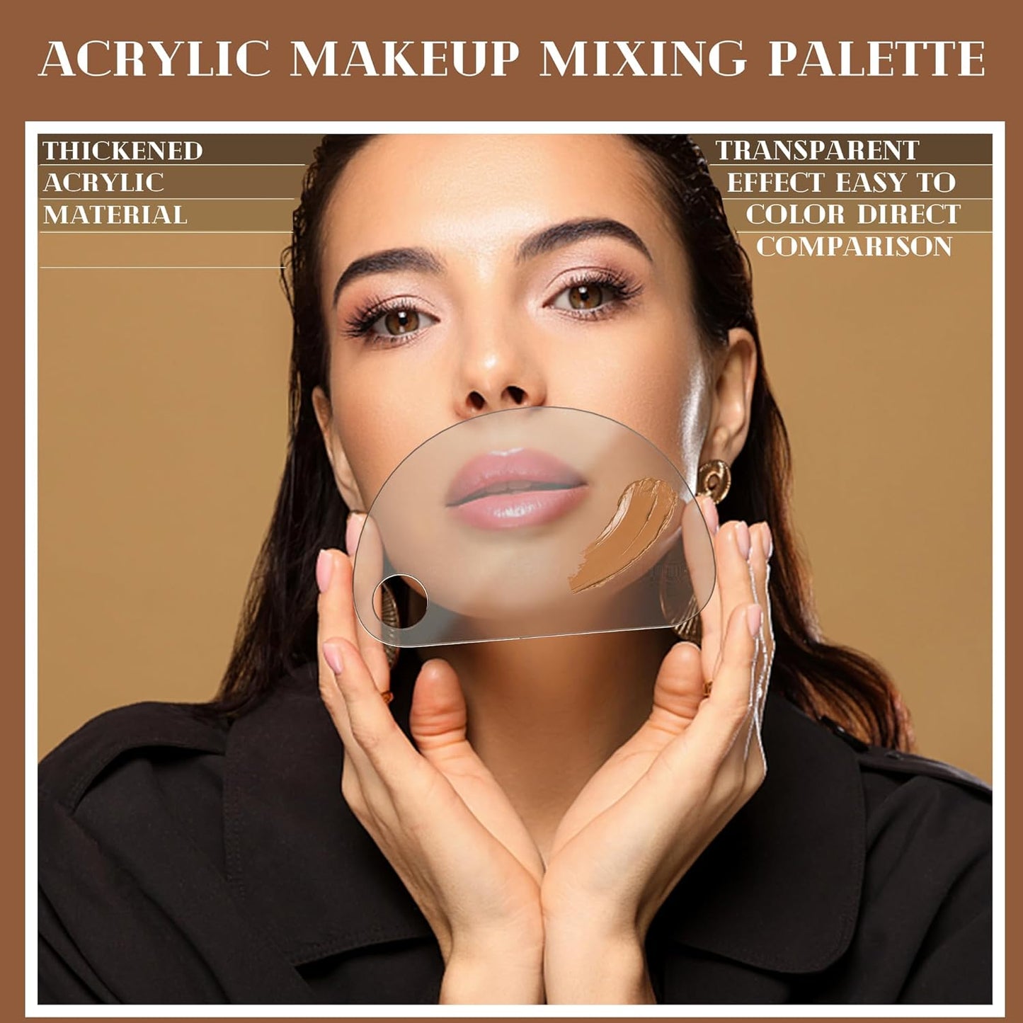 Acrylic Cosmetic Makeup Palette, 4 In 2 Set Makeup Mixing Palette with Spatula, Makeup Palette for Foundation, Makeup Mixing Tray, Foundation Mixing Palette, Makeup Palette Mixing Tray, Paint Palettes