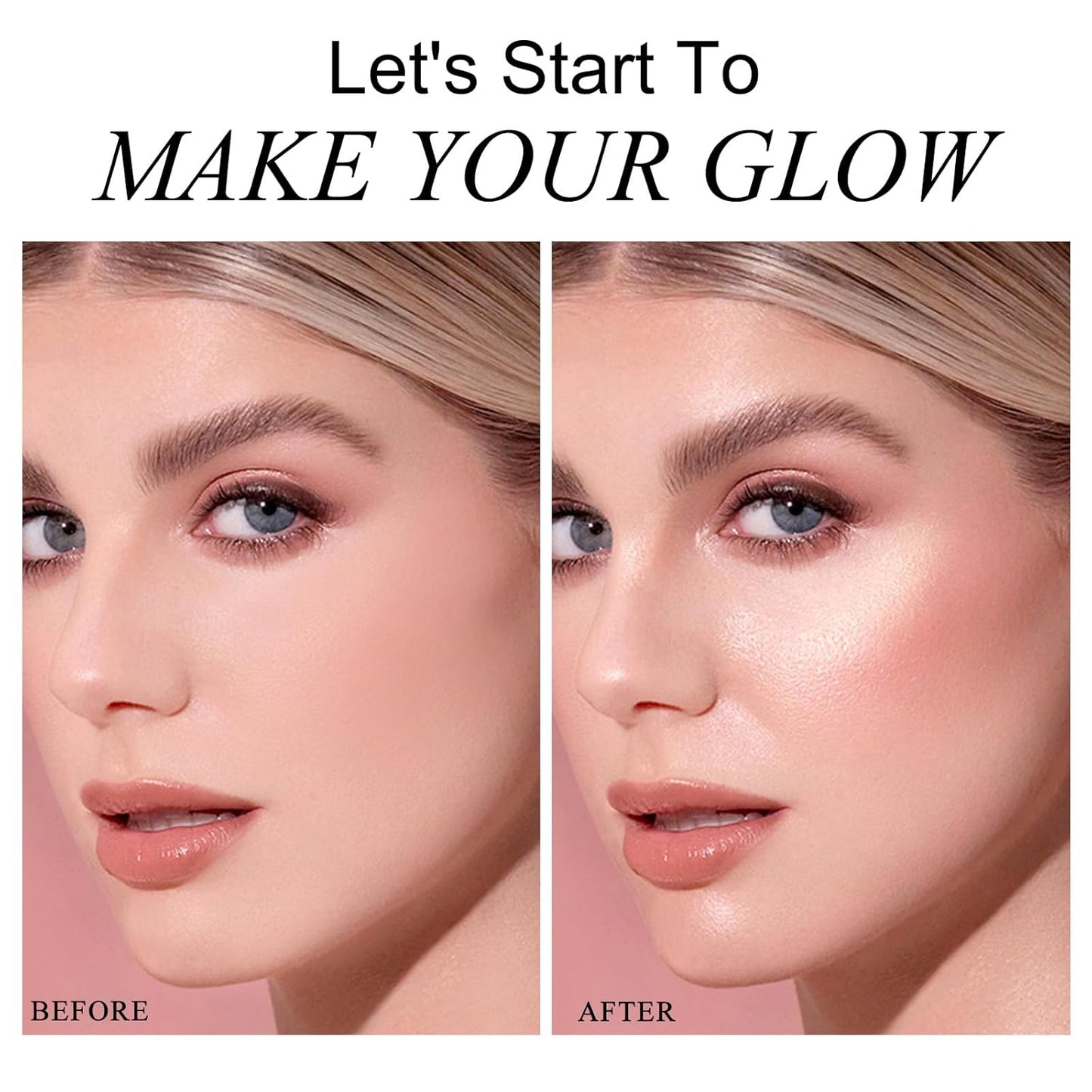KYDA Highlighter Contour Palette Kit, Glossy Face Illuminator & Natural Matte Contour Bronzer, Lasting Glow Face Sculpting Contouring Makeup, Blendable Formula, Sun Glow & Taupe