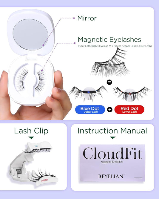 BEYELIAN Magnetic Eyelashes with Applicator Kit, Reusable Natural Look 3D Lashes, No Glue Needed Soft Magnetic Lashes for Eye Makeup (Lightweight & Comfortable)