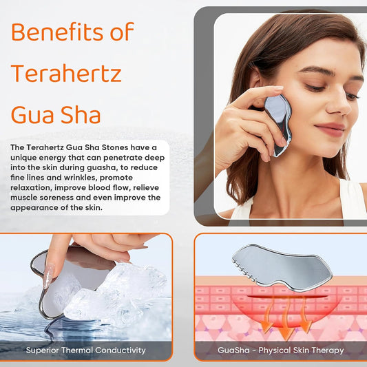 Terahertz Gua Sha Facial Tools Stone for Lymphatic Drainage, Reduced Puffiness, Relieved Facial Tension – 100% Natural Terahertz Stone Skin Care Tools