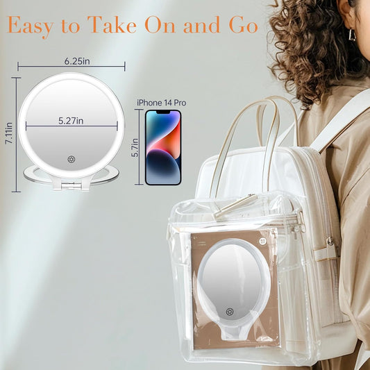 Magnifying Mirror with Light 20X/1X, Double Sided Travel Mirror with Light, Rechargeable Makeup Mirror with 3 Color Setting Adjustable Stand Lighted Vanity Portable Desk Cosmetic