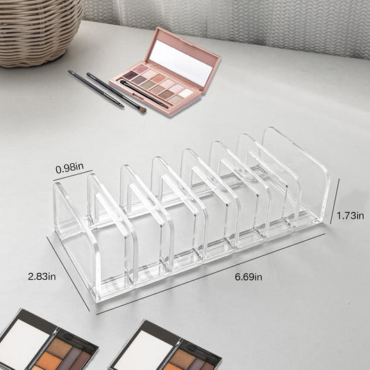 Makeup Palette Organizer,Acrylic Eyeshadow Palette Pallet Holder,7 Sectons BPA-Free Divided Make Up Blush,Contour Storage Holder Cosmetic Eye Shadow Display Stand Clear Rack Vanity Holder(2 Pack)