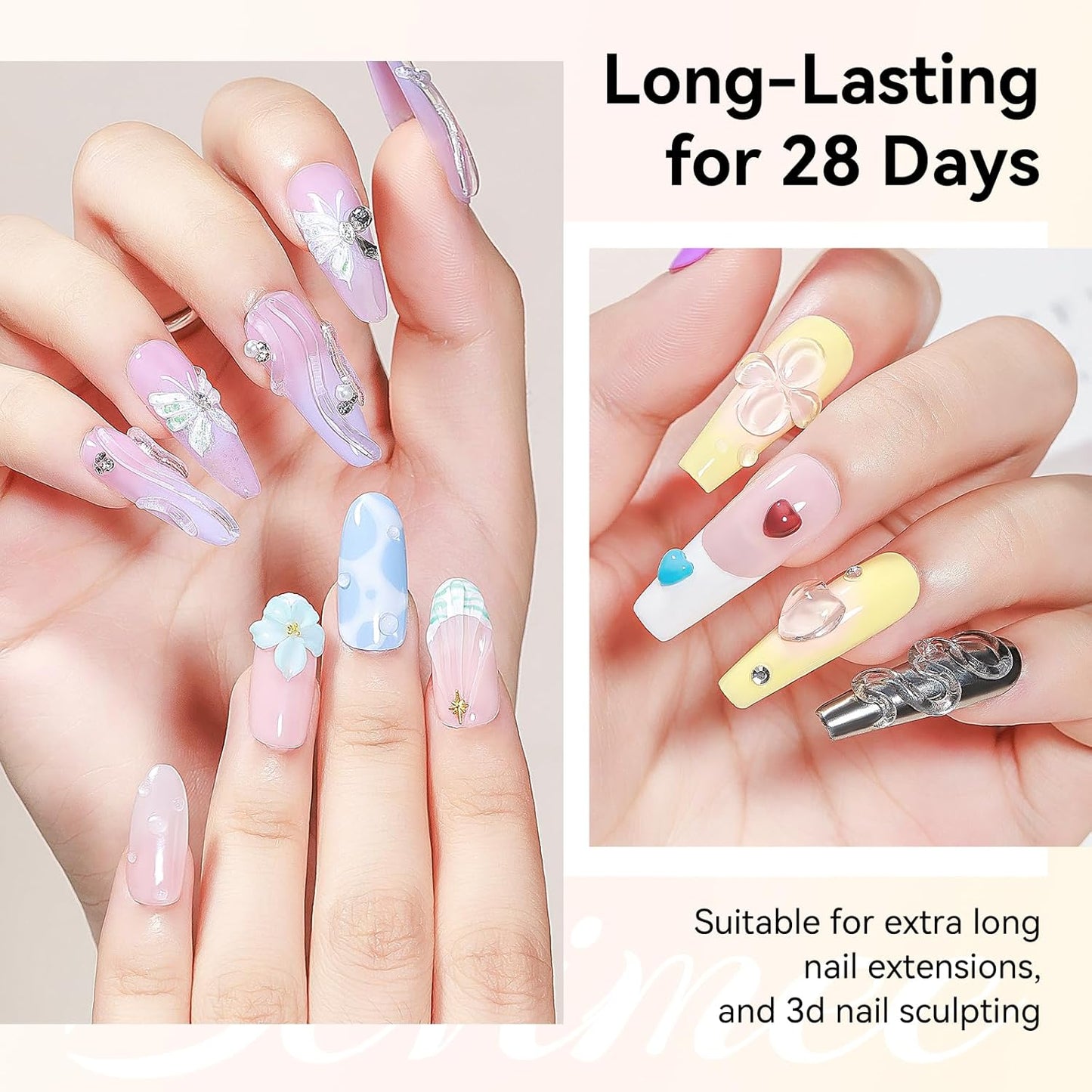 Solid Builder Gel and 15g Rhinestones Glue, Sculpting Gel for Nail Art Clear Non-Stick Hand For Modeling, Sculpture, Nails Extension UV/Led Manicure DIY At Home