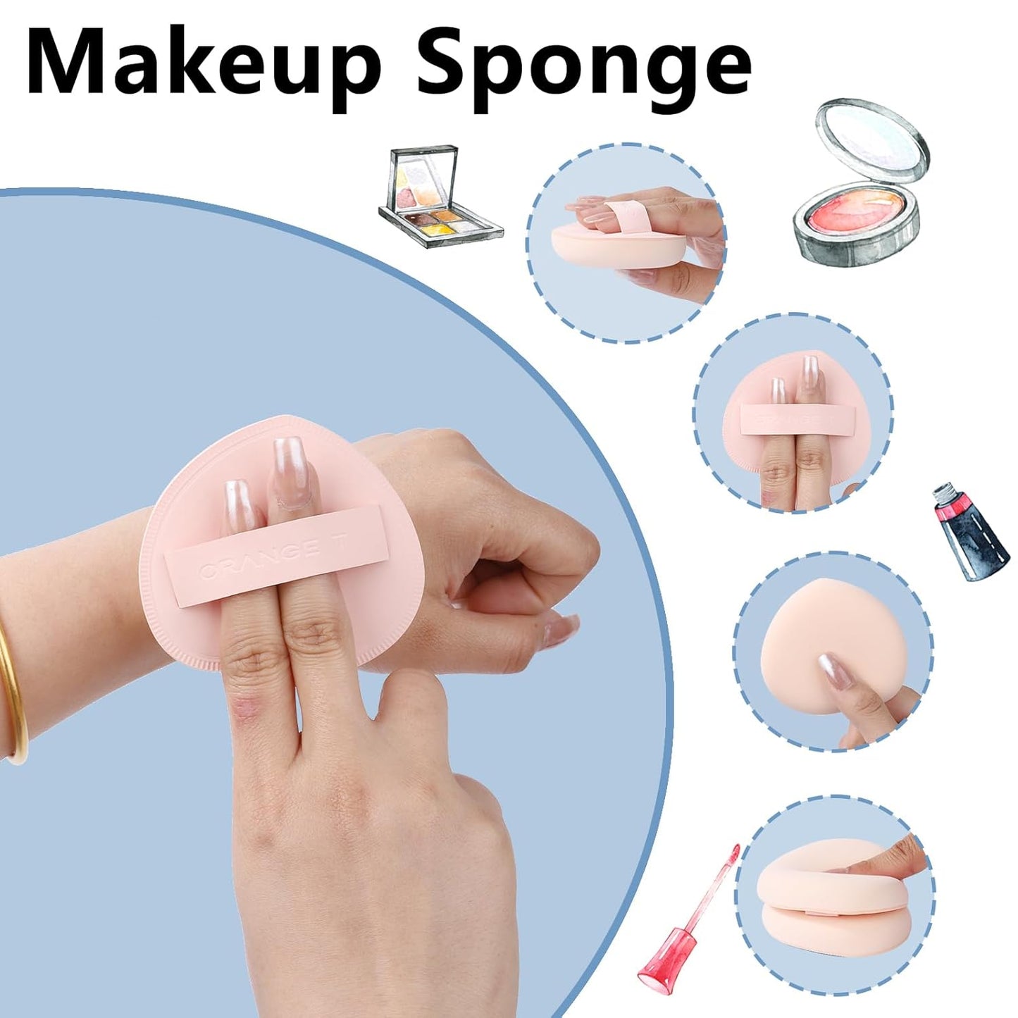 Lilystar 2Pcs Powder Puff Face Soft Makeup Sponge, Soft Triangle Powder Puffs Makeup Sponge Applicator Air Cushion Powder Puff for Liquid Foundation, Cream, Powder, Concealer (Pink)