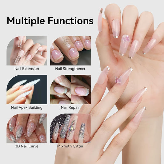 Makartt Clear Gel Builder: Nail Extension, Strong, Self-Levelling, Long Lasting for Strengthener Sculpture Broken Nails Repair Protection, UV LED Lamp Cure Required, Home Salon DIY Manicure 1.06 oz