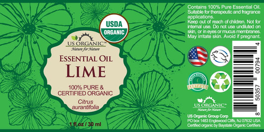 US Organic Lime Essential Oil - Certified Organic, Steam Distilled - W/Euro droppers (More Size Variations Available) (30 ml / 1 fl oz)