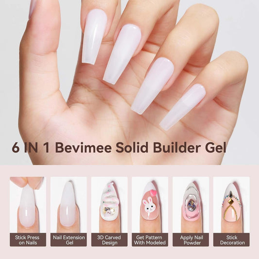 Solid Builder Gel For Nails, White 3D Nail Gel Art Hard Gel For Nails, 18g Non-Sticky Hand Molding Carving Gel For Nail Sculpting Extension Gel, Salon DIY At Home