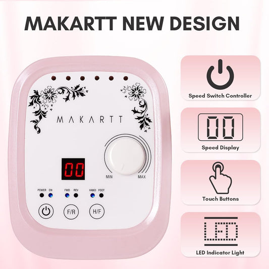 Makartt Nail Drill - Professional 35000RPM Electric Nail File Machine, Genesie Nail Efile with LCD Screen, Drill Bit Set for Acrylic Gel Nail Removing Shaping Polishing Nail Tech Salon Home DIY Use