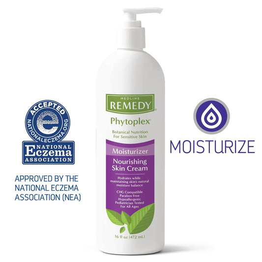 Medline Remedy Phytoplex Nourishing Skin Cream, Unscented Skin Moisturizer, Paraben Free Body Lotion, 16 Fl Oz (Pack of 2)
