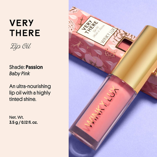 Winky Lux Passion Very There Lip Oil - Hydrating Baby Pink Tint with Jojoba Oil, Non-Sticky Glossy Lip Oil, Tinted Pink Gloss for Juicy Lips & Soft Vanilla Scent