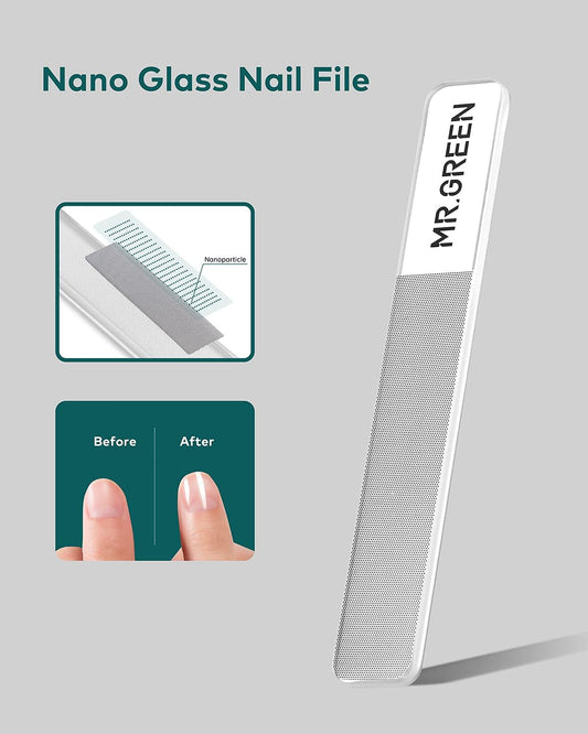 MR.GREEN Glass Nail Shiner ,Upgrade Nano Glass Nail Files &Nail Buffers Polisher Professional Crystal Manicure Tools Kit for Natural Nail