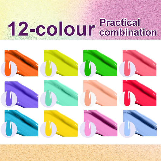 Gradient Painting Gel, 12 Bright Colors Ombre Gel Nail Polish for Pigment Pat Nails Aura Nails, French Manicure DIY Nail Art Long-lasting No-wipe Palette Chroma Carnival