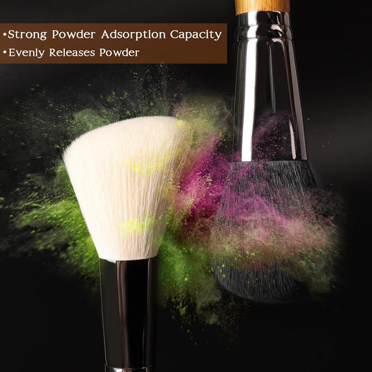 Makeup Brush Set,15pcs Walnut Wooden Makeup Brushes With Leather Button Bag, Professional Makeup Brushes For Foundation Concealer Kabuki Blush Eyeliner Shadow Brow, Makeup Brush Sets & Kits