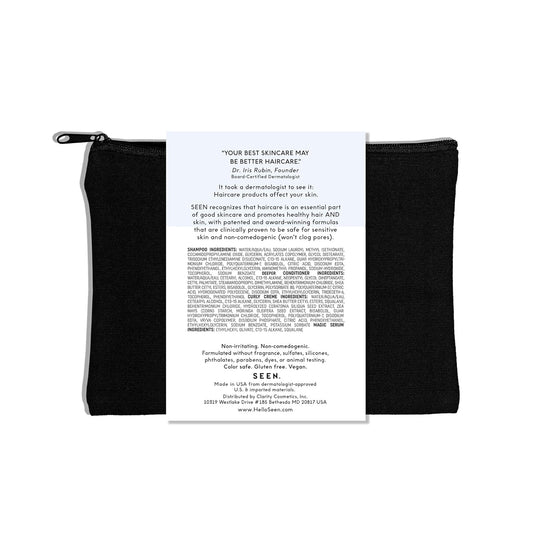 SEEN Curly On The Go Kit, Fragrance Free - Non-Comedogenic & Safe for Sensitive Skin - Sulfate-Free, Curl-Defining Styling Hair Bundle - Anti Frizz - Heat Protectant