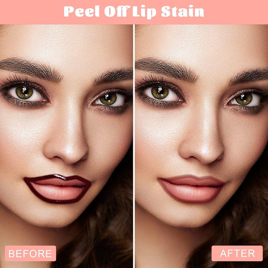 Peel Off Lip Liner Stain - Long Lasting Natural Lip Stain Transfer-proof Lip Liner, Moisturizing Waterproof Lip Gloss Stain, Highly Pigmented Color for All Skin, Ideal Gifts for Women (Rose)