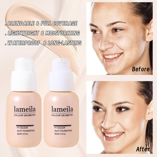 Makeup Set Full Kit for Girls Teens Women, Makeup Present Set, Includes Eyeshadow, Foundation, counter stick, Powder, Eyebrow Pencil, Eyeliner, Brushes, Lip Gloss, Sponge, Cosmetic Bag