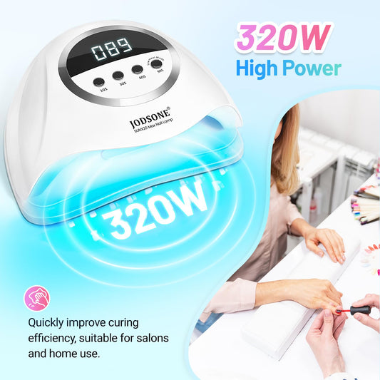 JODSONE U V LED Nail Lamp 320W, Nail Dryer for Gel Polish, Gel Nail Lamp with 72 Light Beads, Led Nail Light for Nails with Automatic Sensor & 4 Timers