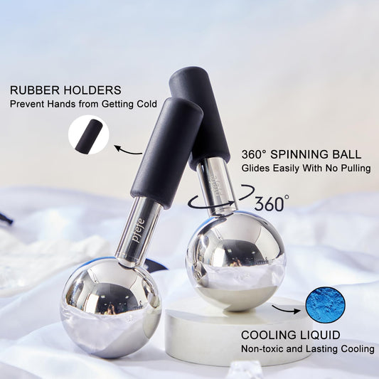 360 Rotating Ice Globes for Face & Eyes, Unbreakable Stainless Steel Cryo Sticks for Beauty Routines, Facials Cold Roller Colling Globes for Puffiness, Wrinkles, Dark Circles, Headaches