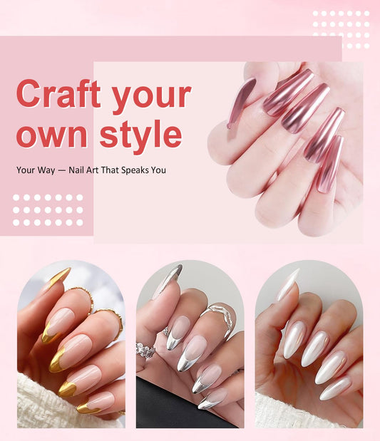 Gold Chrome Nail Powder BISHENGYF -【Magic Mirror Effect】 Pearl Chrome Nail Powder Aurora Mermaid Iridescent White Roas Gold Nail Chrome Powder Pigment Glitter Dust for Manicure Decroation DIY