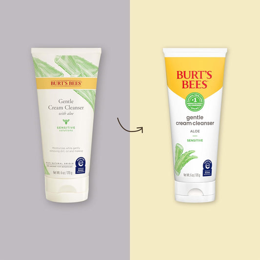 Burt's Bees Back To School Dorm Essentials, Gentle Cream Cleanser with Aloe for Sensitive Skin, 98.9% Natural Origin, 6 Ounces