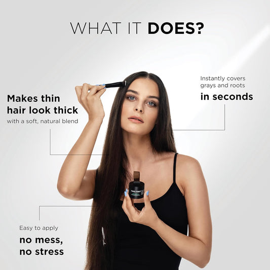 THICK FIBER Root Touch Up Powder, Cover Up Hairline for Thin- Water & Sweat Resistant Hair Loss Concealer Set with for Thinning Hair Women, Includes Brush (Grey)