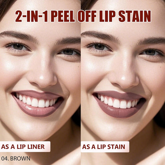 Lip Liner Stain Peel Off with Tweezer, Long Lasting Matte Lip Tattoo, Highly Pigmented Color Lip Makeup, Waterproof, Transfer-proof Lipstain for Women, for All Skin Types