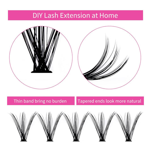 Individual Cluster Lashes Extensions 30D 40D 0.07 D Curl 8-16mm Mixed Trays Extensions 200Pcs Individual Cluster Lashes DIY Eyelash Extensions at Home