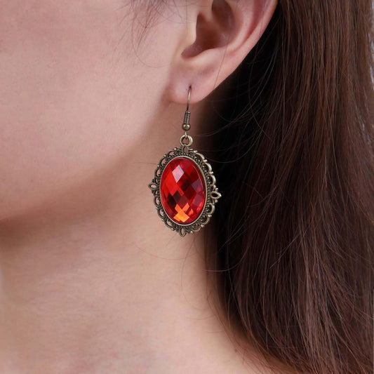 Vintage Black Crystal Drop Earrings Oval Onyx Dangle Earrings Large Onyx Stud Earrings Black Gem Hook Earrings Jewelry for Women and Girls