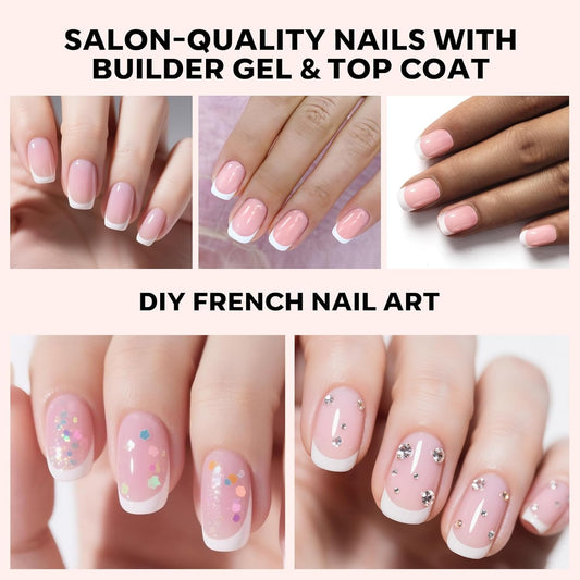 modelones French Tip Press on Nails, 150Pcs Extra Short Square Fake Nails with Nail Box, Pink Gel Nail Tips for Women, Soft Glue-On Nails for Natural Salon Look, DIY Nail Art Kit (15 Sizes)