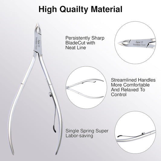 UM Supplies Cuticle Trimmer | Hangnail Remover | Extremely Sharp | Professional Cuticle Nippers | Stainless Steel | Cuticle clippers | Pedicure Manicure Tool I Jaw12 (4mm)