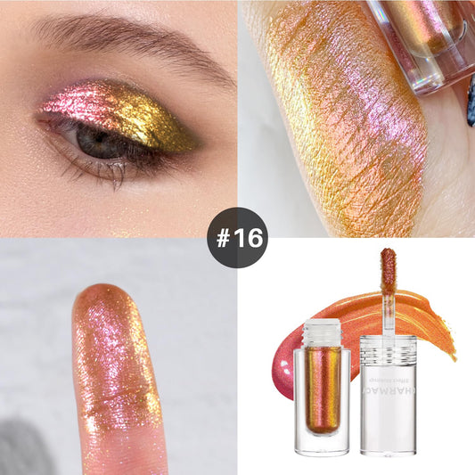 CHARMACY Liquid Duochrome Eyeshadow, Multi-Dimensional Eye Looks, Long Lasting Glitter Eye Shadow Sets Metallic Pigments, Quick Drying, Sparkling Shiny Eye Makeup for Beginners, 1.6g (#16)