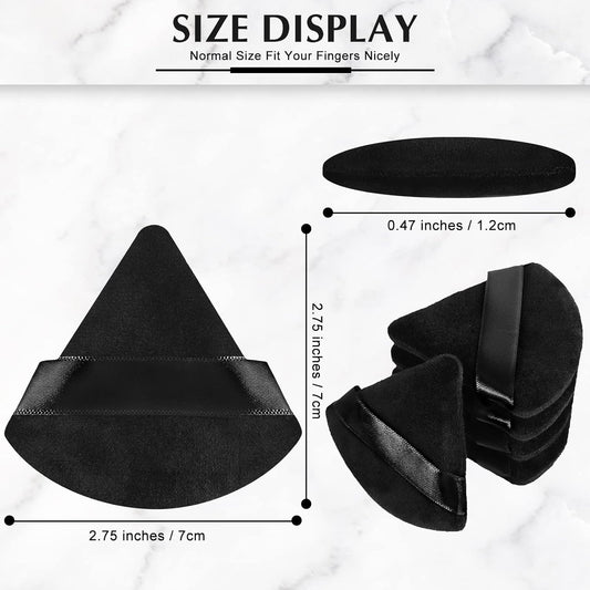 Suclain 48 Pcs Velour Triangle Powder Puff Soft Velour Makeup Puff for Face Powder Makeup Triangle Sponges for Wet and Dry Cosmetic Foundation Loose Mineral Body Makeup Tool(Black, White)