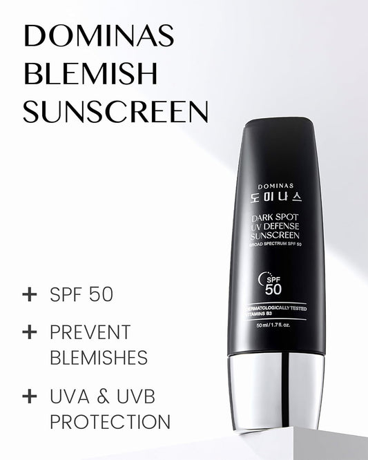 SPF 50 DOMINAS Sunscreen (Pack of 2, 1.7fl oz*2) - Korean Skin Care, UV Defense Sunblock, No White Cast, Non-Greasy, Hydrating, Lightweight Protection for Face & Body, Niacinamide, Sun Cream