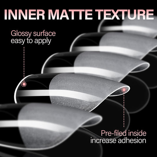 AILLSA Short Square Round Fake Nail Tips 240Pcs Soft Nail Gel Tips Pre-Shaped Acrylic Nail Tips, Half Matte Full Cover Press on False Tips for Nail Extension Home DIY 15 Sizes Gelly Tips