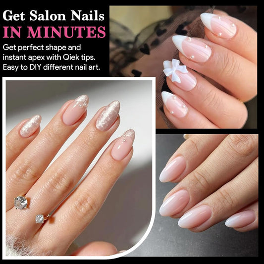 Short Almond False Nail Tips, 15 Sizes 510 PCS Clear Soft Press On Fake Nail Pre-shaped Half Matte Full Cover Gel Nail Tips Extensions Strong Thick Long Lasting for DIY Beginners & Salon Manicure